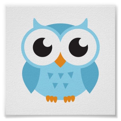 512x512 Cute Blue Cartoon Baby Owl Poster Cartoon Owls, Baby Owl And Owl