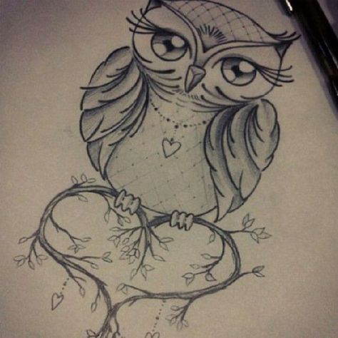 474x474 Owl And Heart Tattoo Images