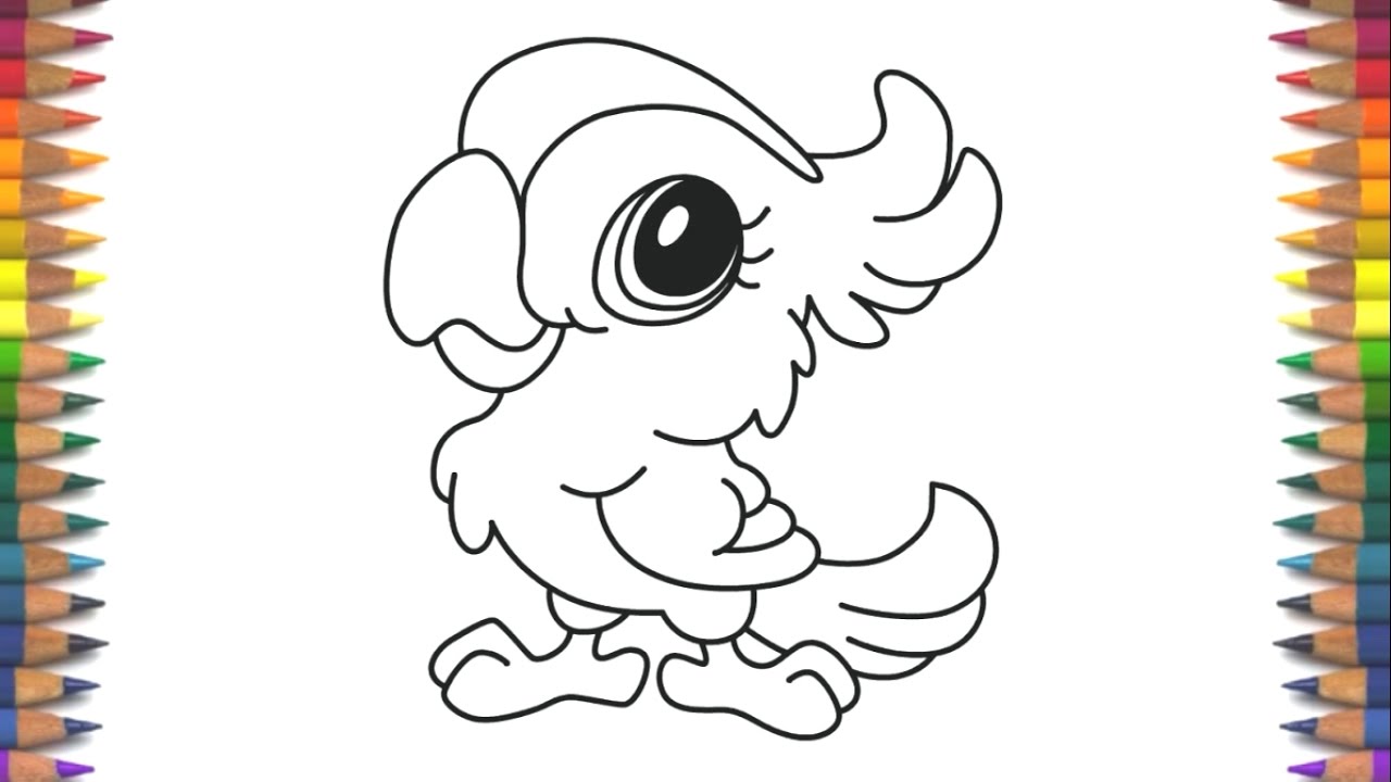 1280x720 How To Draw Cute Kawaii Parrot Quick And Easy