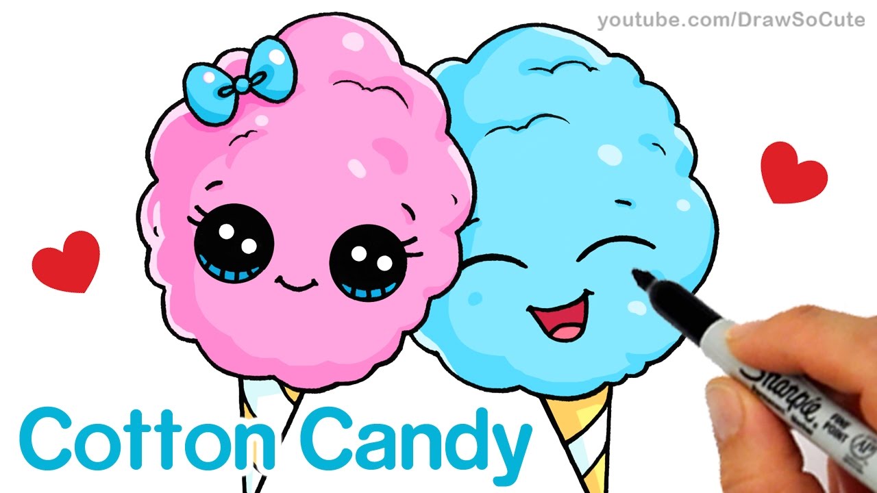 1280x720 How To Draw Cotton Candy Easy Cartoon Food