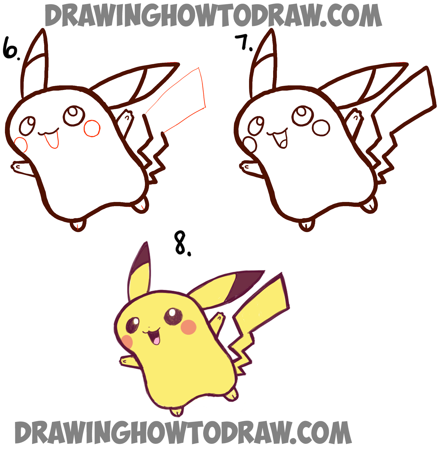 1450x1485 How To Draw Cute Baby Chibi Pikachu From Pokemon