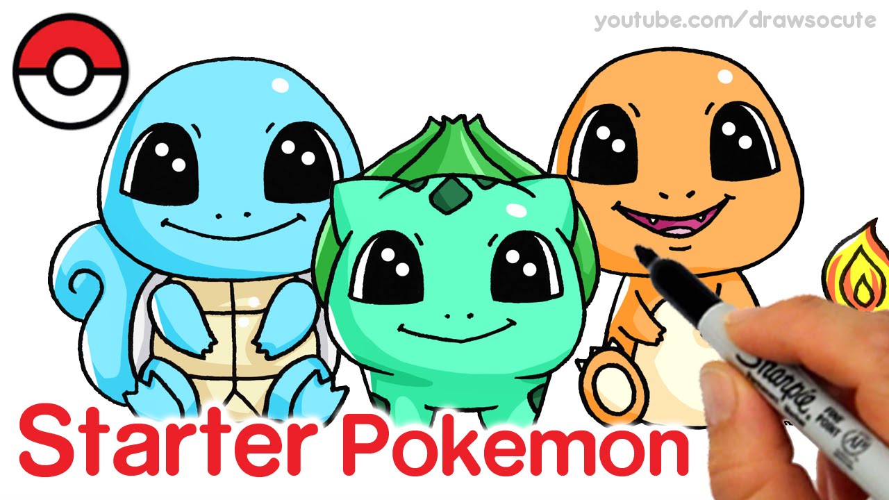 1280x720 How To Draw Squirtle, Bulbasaur And Charmander Step By Step Cute