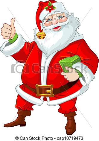 331x470 Cute Santa Claus With Gift Vectors Illustration