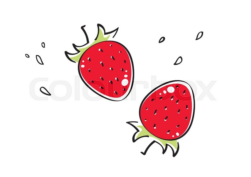 800x566 Cute Red Strawberries Drawing Vector Stock Vector Colourbox