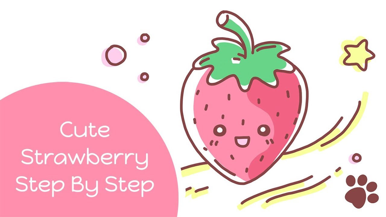 1280x720 How To Draw A Cute Strawberry Cute Cartoon Drawing Easy