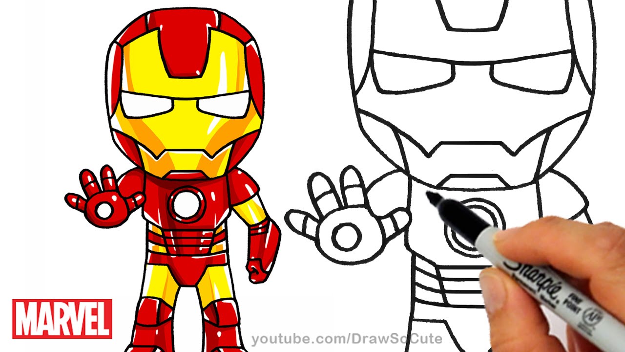 1280x720 How To Draw Iron Man Step By Step Chibi Marvel Superhero