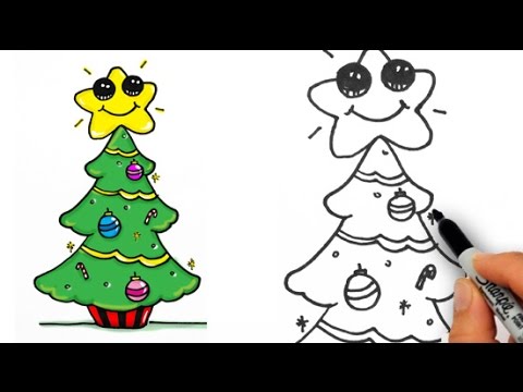 480x360 How To Draw A Cute Christmas Tree Easy For Beginners