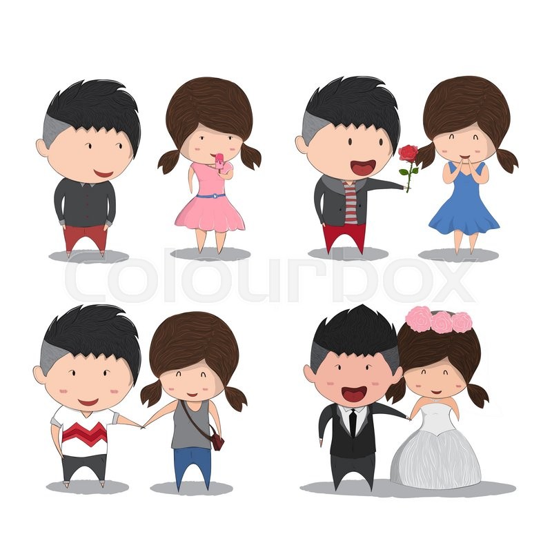 800x800 Set Character Cute Cartoon Wedding Couples, Cute Valentine's Day
