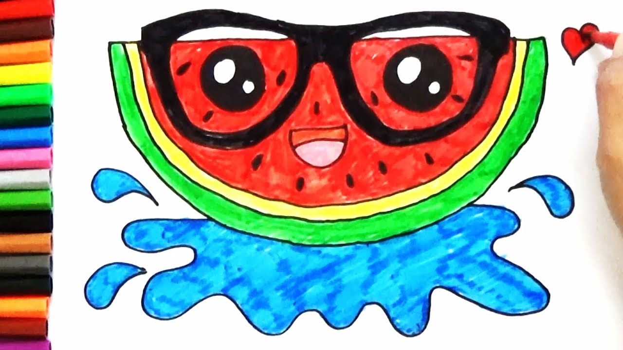 1280x720 How To Draw Cute Watermelon Slice Art For Kids