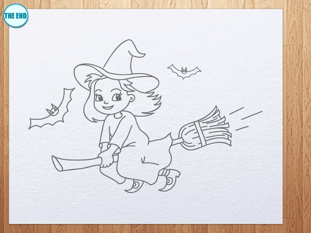 1056x793 How To Draw A Cute Witch