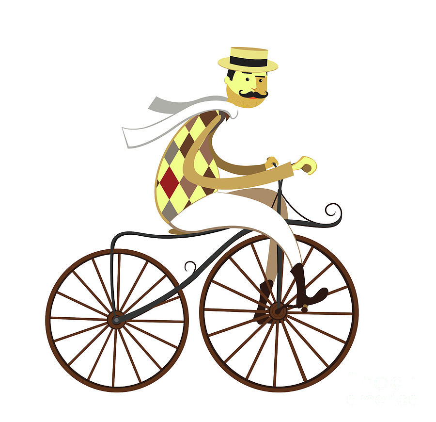 900x870 Frenchman Cyclist Retro Bicycle Isolated On White Background