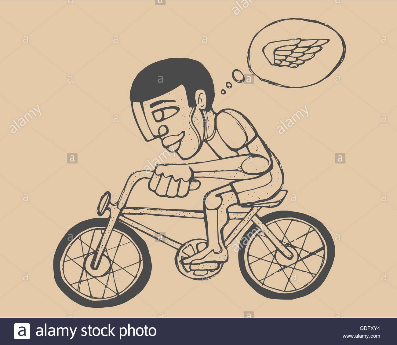 1300x1129 Hand Drawn Illustration Or Drawing Of A Cyclist, A Cartoon Man