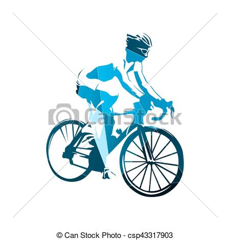 450x470 Road Cycling, Abstract Geometric Blue Cyclist Vector Vector