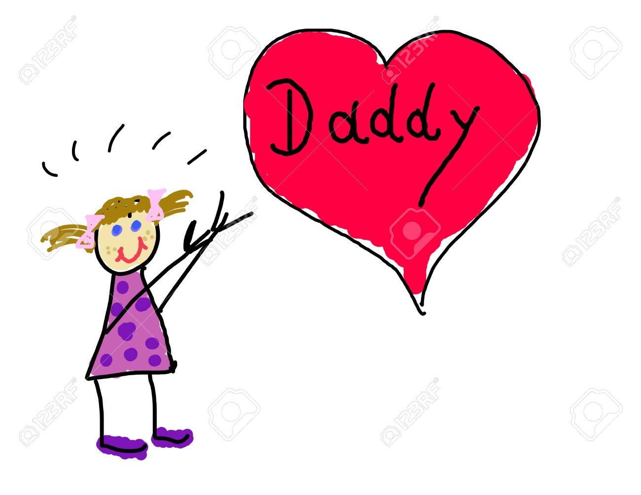 1300x1004 Little Girl's Drawing For Her Daddy Stock Photo, Picture