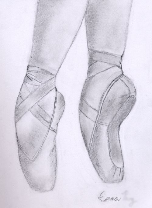 500x684 Beautiful Pointe Shoe Sketch ~~ I Wanna Draw Something Like This