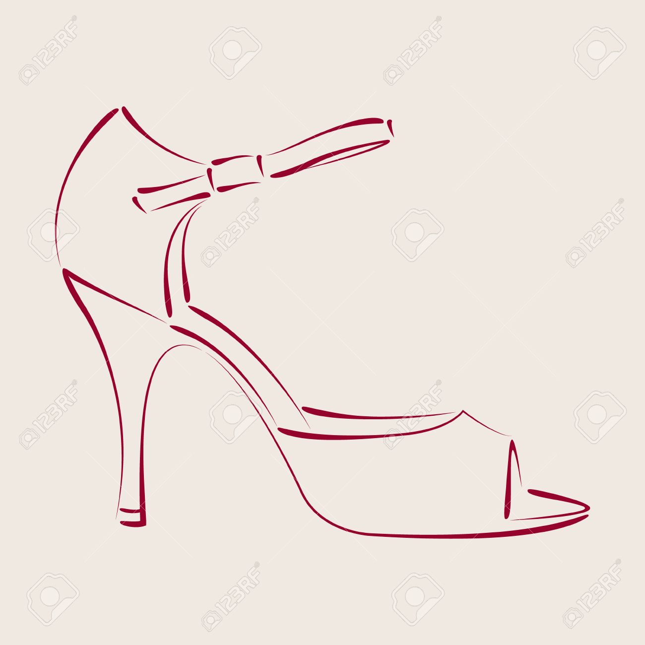1300x1300 Elegant Sketched Woman S Shoe. Argentine Tango Dance Shoes
