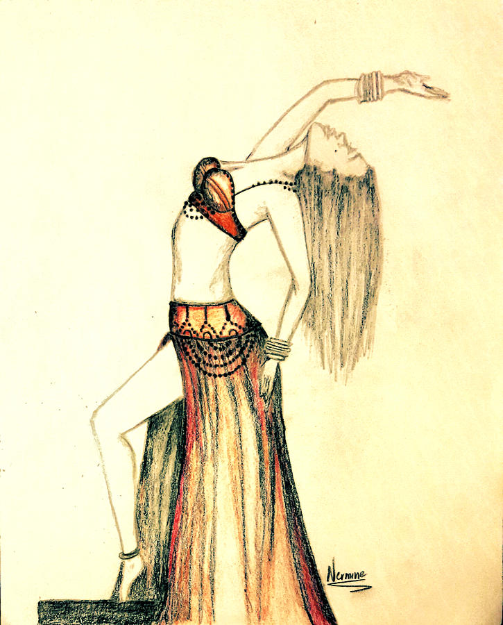 725x900 The Belly Dancer Drawing By Nermine Hanna