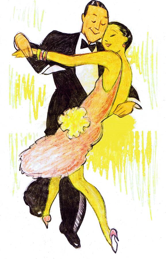 577x900 Deco Dancers Drawing By Mel Thompson