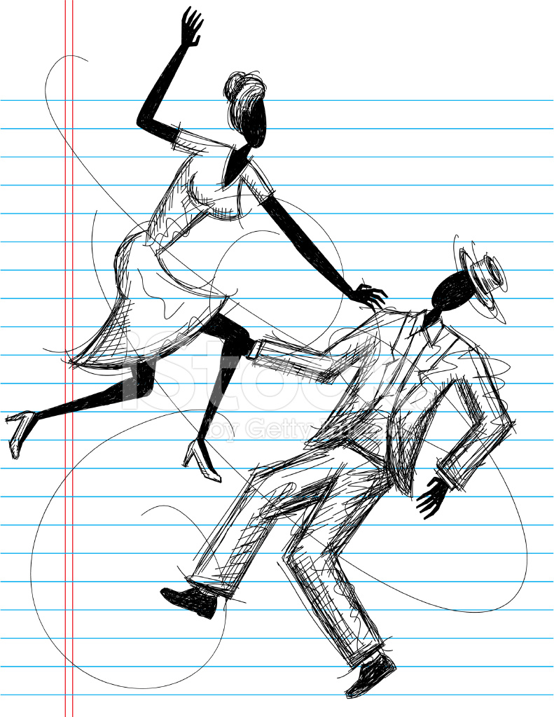 791x1024 Dancing Couple Drawing Stock Vector