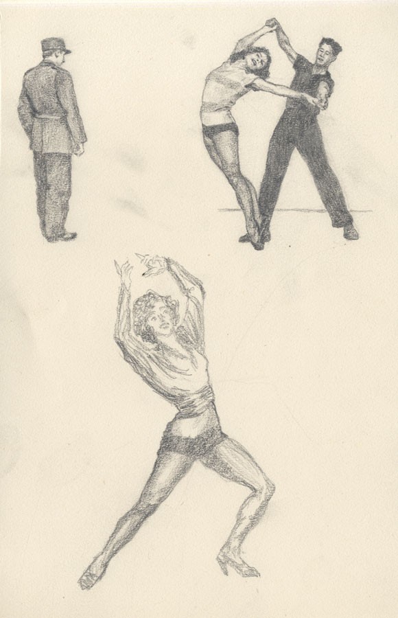 580x900 Mid 20th Century Graphite Drawing