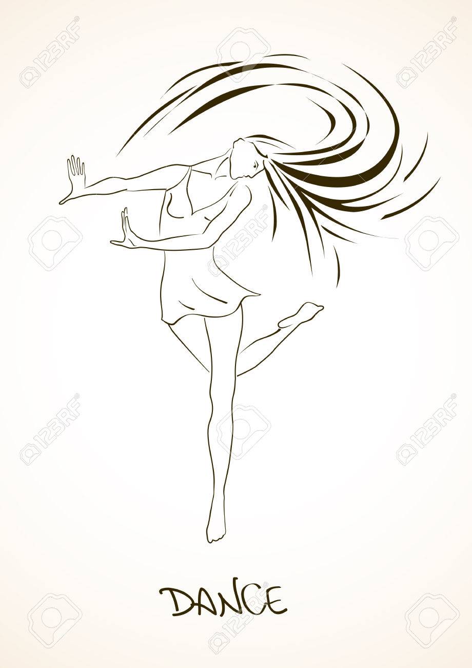 920x1300 Illustration With Isolated Outline Beautiful Dancing Girl Royalty