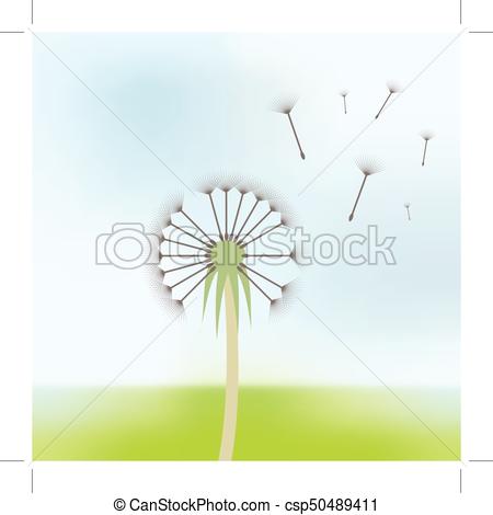 450x470 Dandelion Seeds Flying In The Wind Vector Clip Art