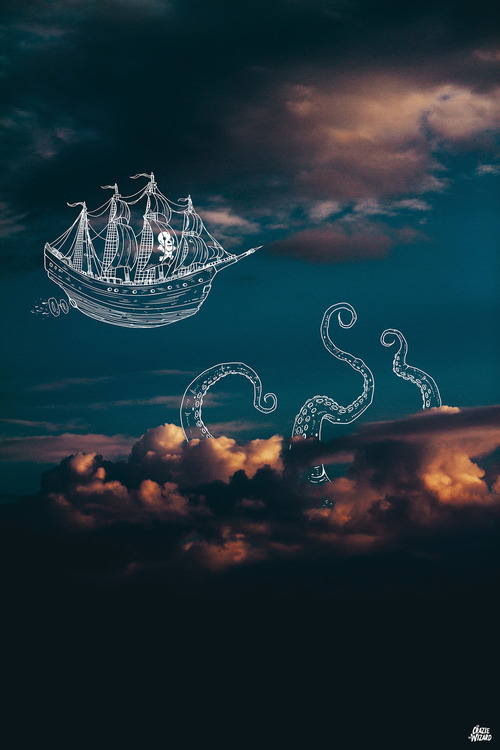 500x750 Drawing Art Sky Hipster Vintage Landscape Boho Indie Paradise