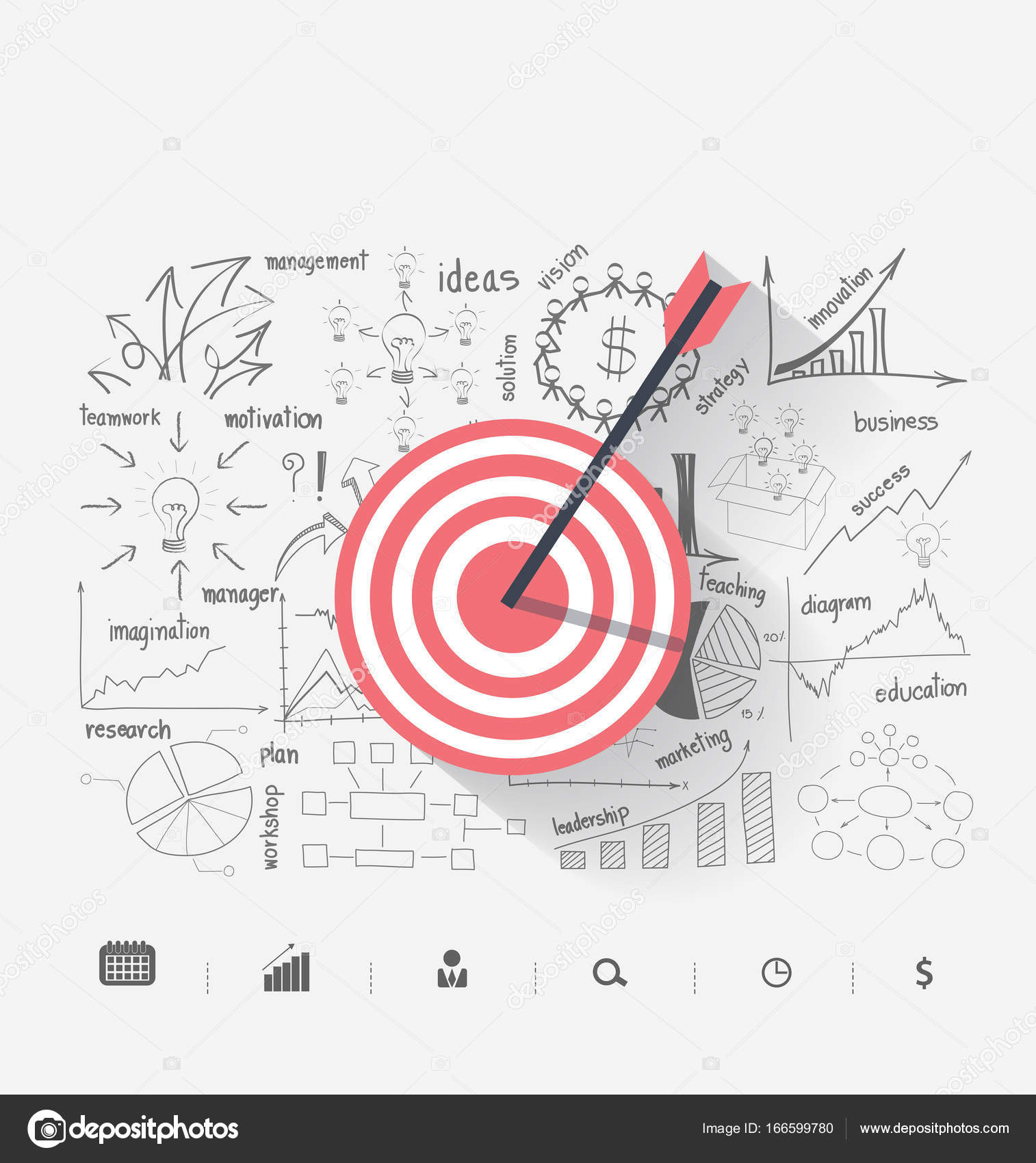 1514x1700 Business Target Marketing Dart Idea On Creative Thinking Drawing
