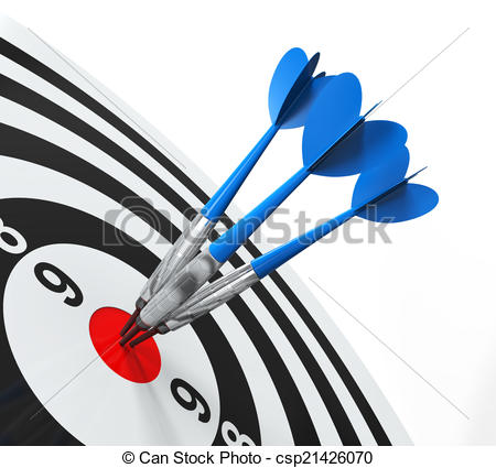 450x425 Darts On Target Close Up Isolated On White Background Stock