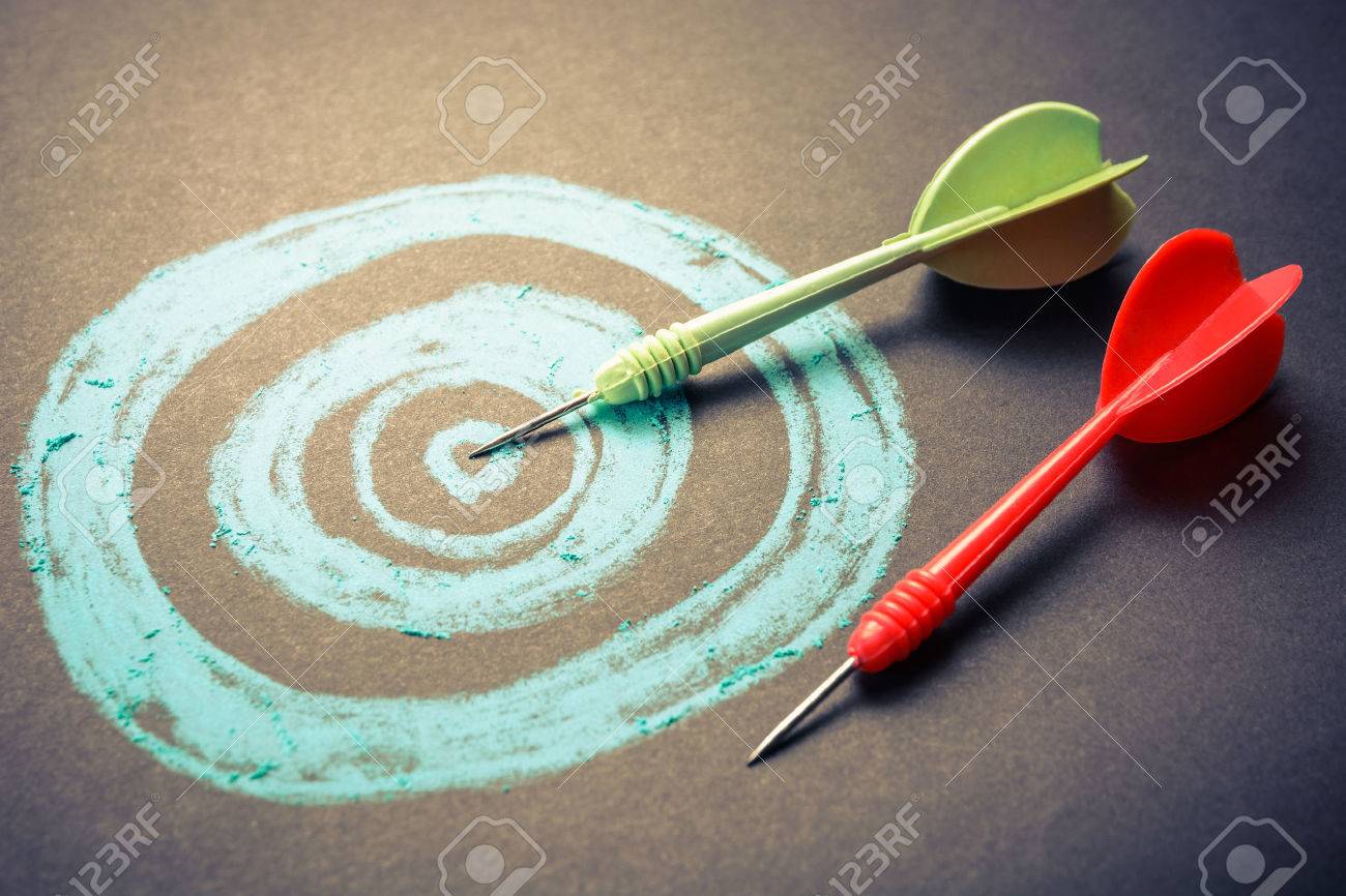 1300x866 Goal Setting, Drawing Target With Darts Stock Photo, Picture