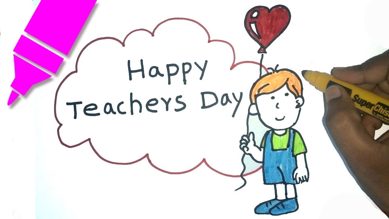 1280x720 Teachers Day Drawing For Kids Step By Step Happy Teachers Day