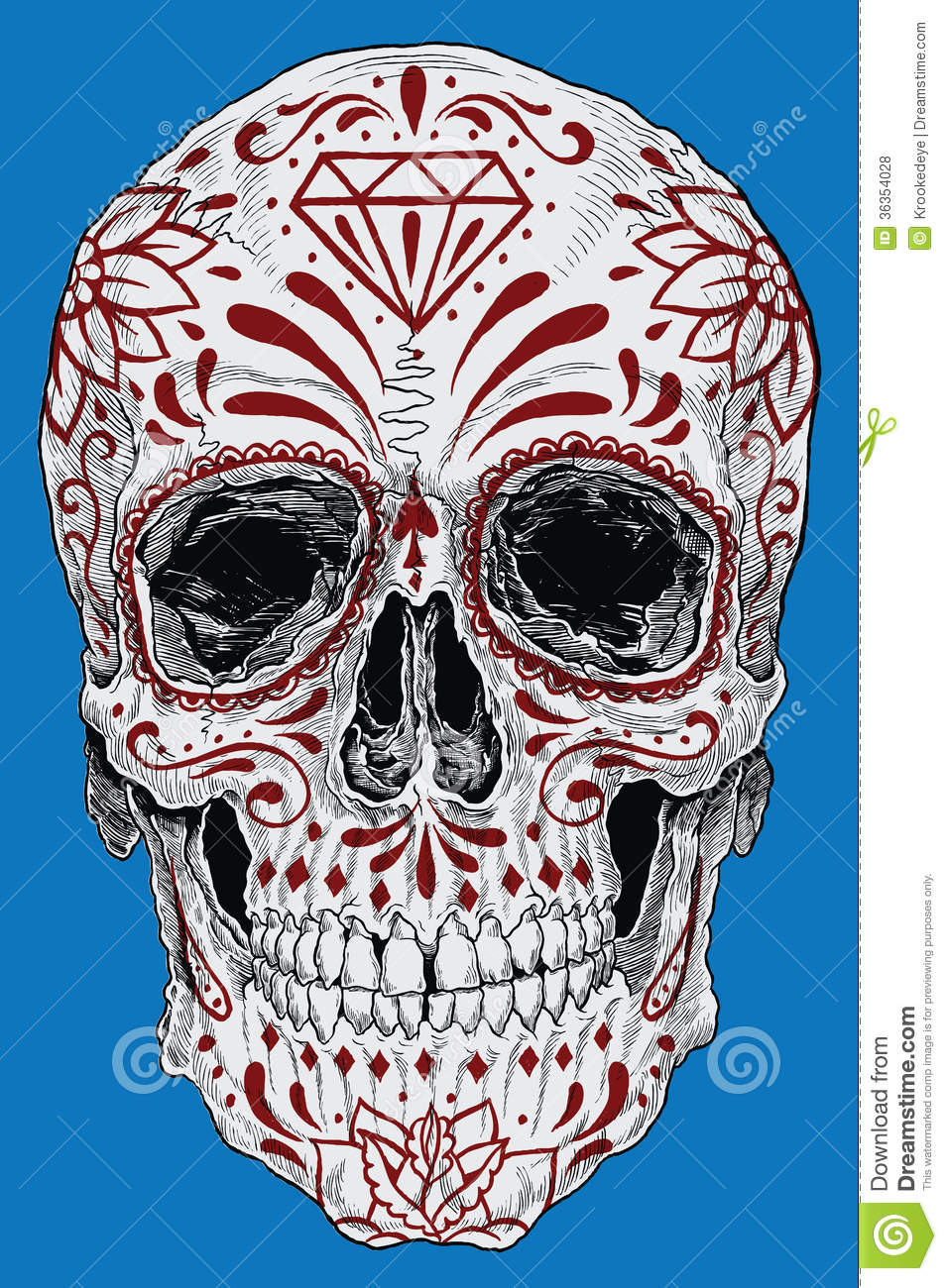 955x1300 Realistic Day Of The Dead Sugar Skull Royalty Free Stock Photos