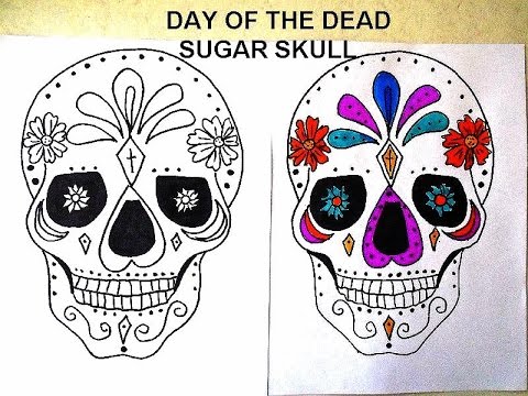 480x360 Day Of The Dead, Sugar Skulls, Free Download Coloring Page, Diy