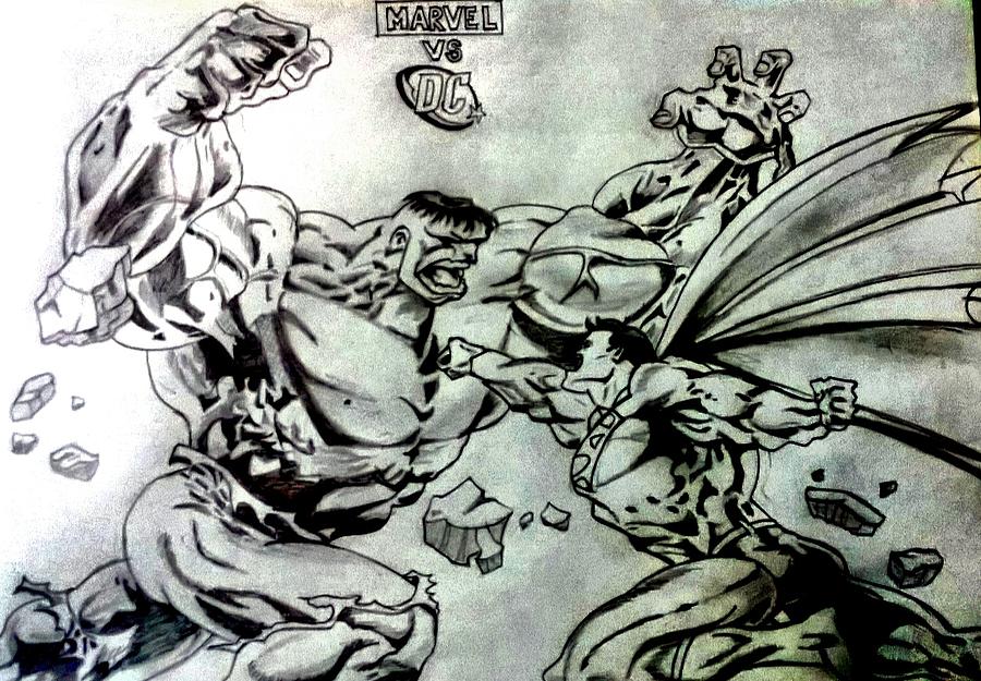 900x625 Marvel Vs Dc Drawing By Shokeen Kalyan