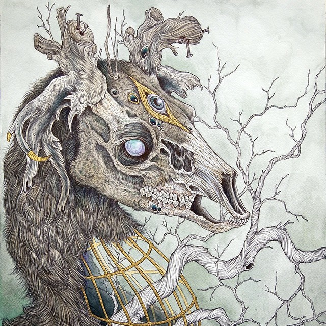 640x640 Cat Drawing Skulls Art Girl Animals Wolf Horror Animal Artist