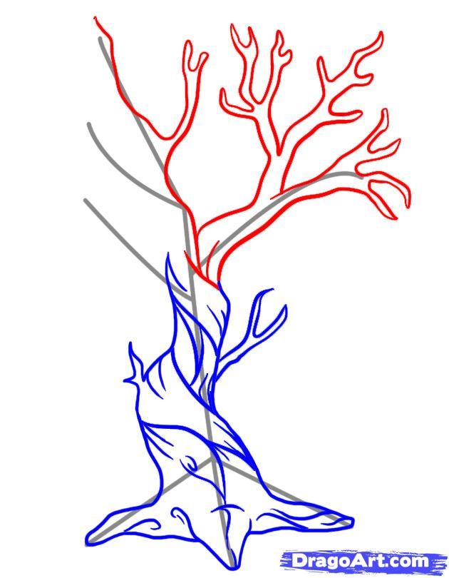 630x810 How To Draw A Dead Tree Step 5 Diy Painting