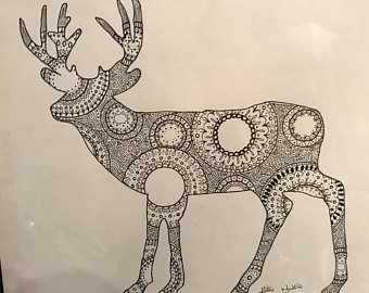 340x270 Deer Drawing Etsy