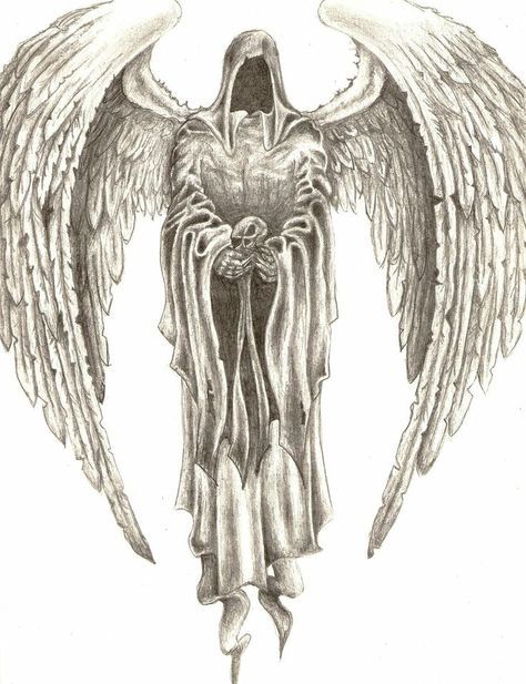 474x617 Winged Angel Of Death W Scythe Drawing