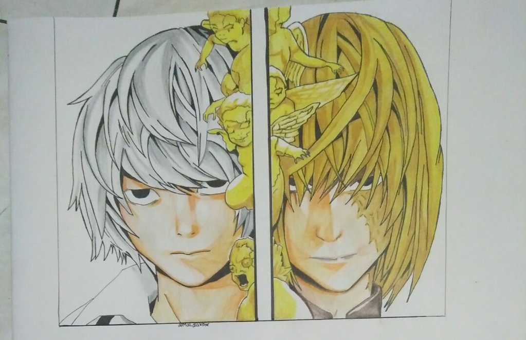 1023x661 Drawing Near And Mello (Death Note) By Maldiakbar1