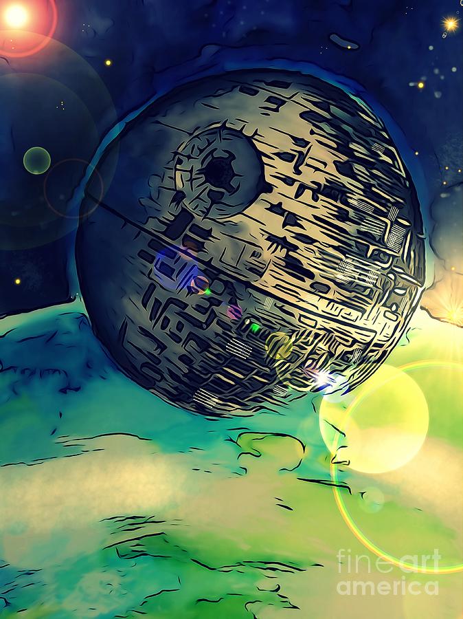 674x900 Death Star Illustration Drawing By Justin Moore