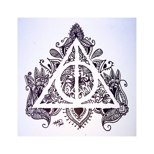 500x500 Black And White, Draw, Harry Potter, The Deathly Hallows
