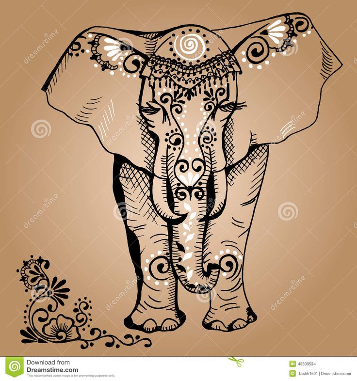 736x786 Decorated Elephant Drawing
