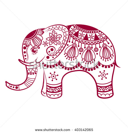450x470 Indian Elephant Outline