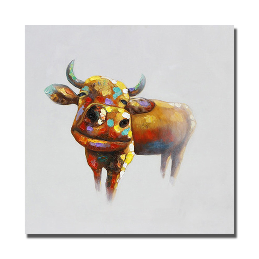 1000x1000 Smile Cow Cnavas Faces Oil Painting Hand Drawing Decorative Large