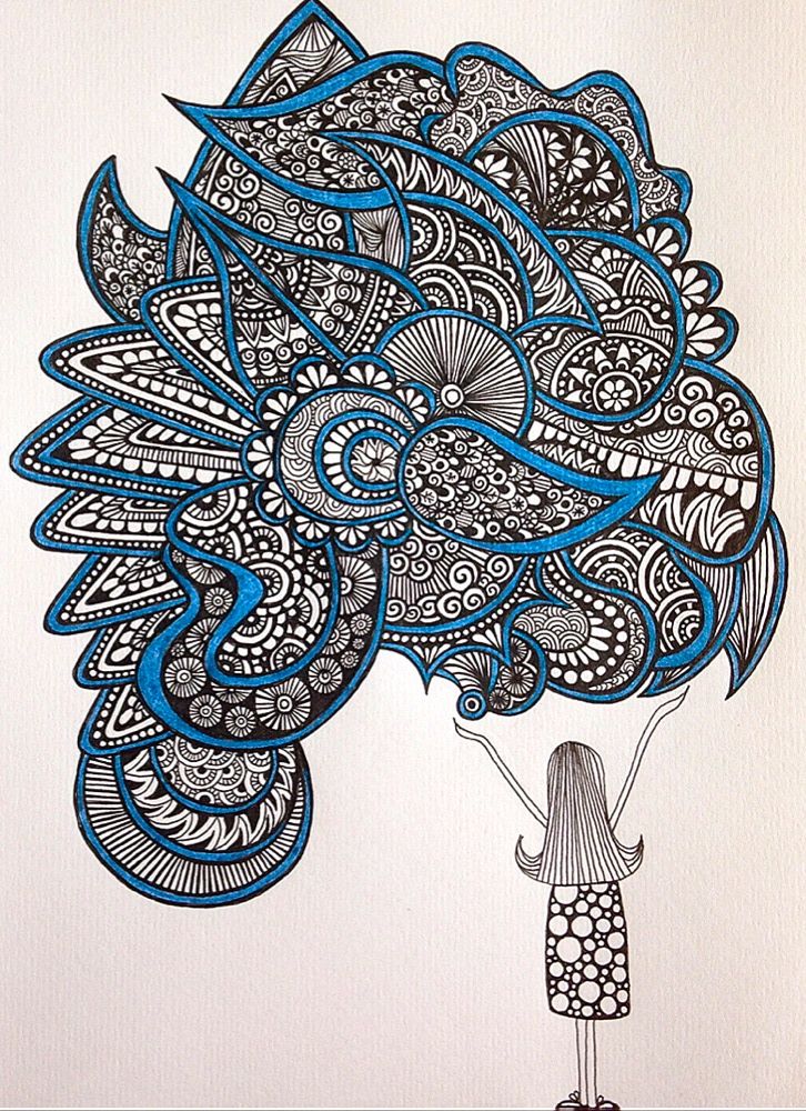 726x1000 The Girl By Alevaki Zentangle Zendoodle Mandala Lineart Doodleart