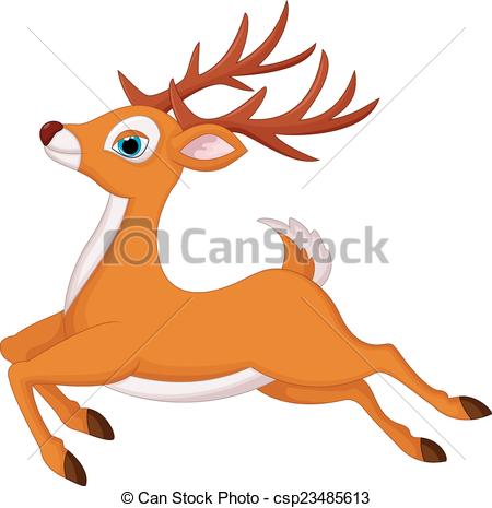 450x465 Vector Illustration Of Cartoon Deer Running Vector Clip Art