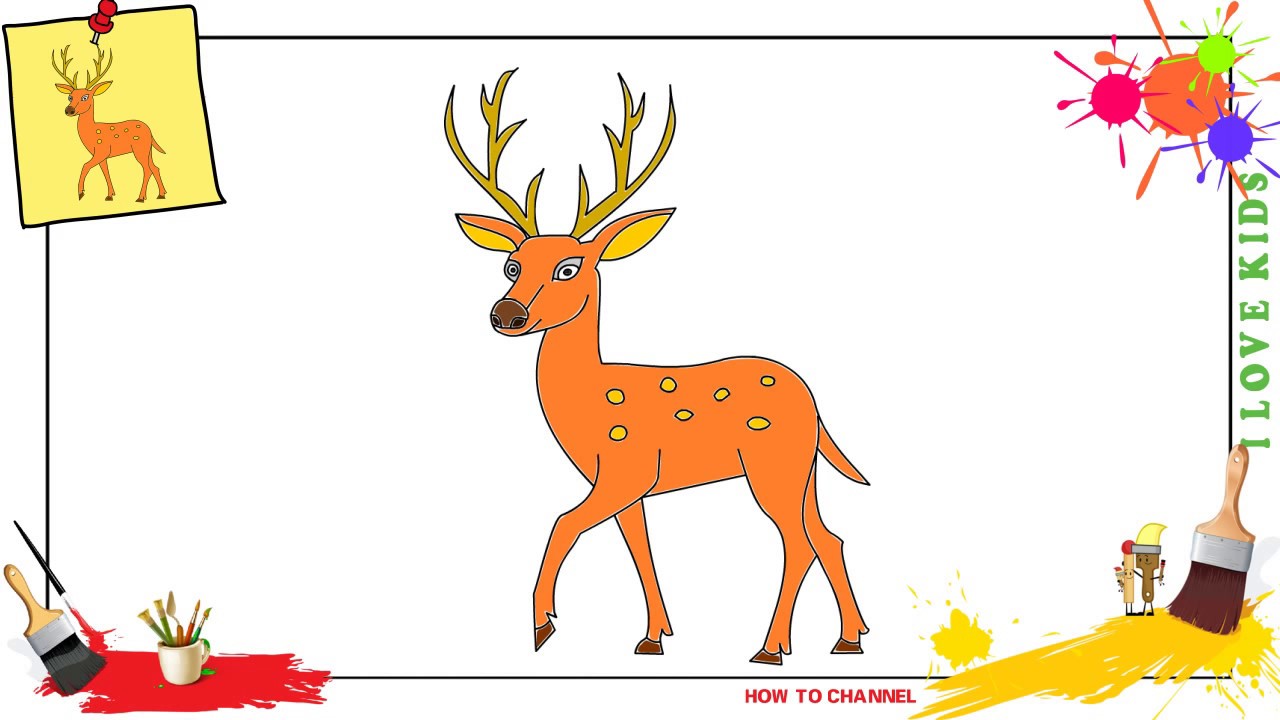 1280x720 How To Draw A Deer Easy Amp Slowly Step By Step For Kids (Update