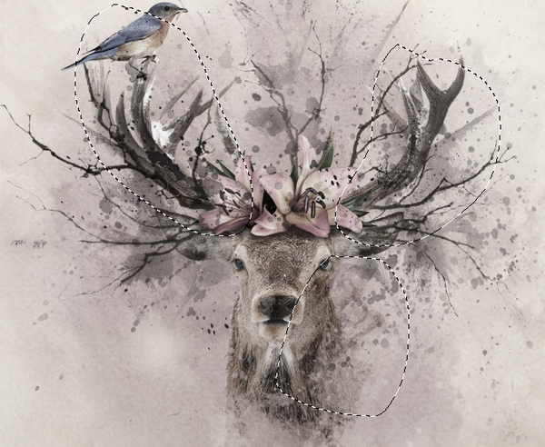 600x492 Photoshop Tutorial] Create A Deer Watercolor Artwork