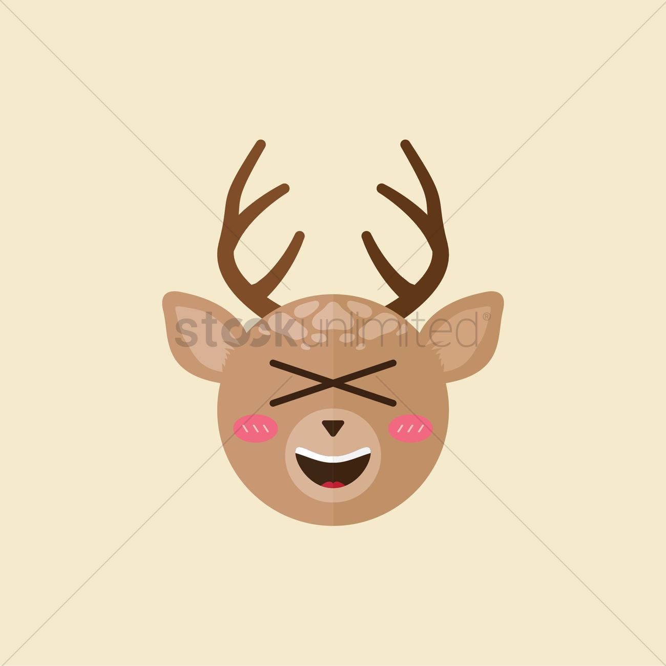 1300x1300 Reindeer With Crossed Out Eyes And Open Mouth Vector Image