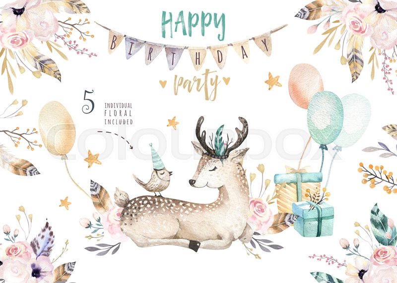 800x570 Cute Baby Deer Nursery Animal Isolated Illustration For Children
